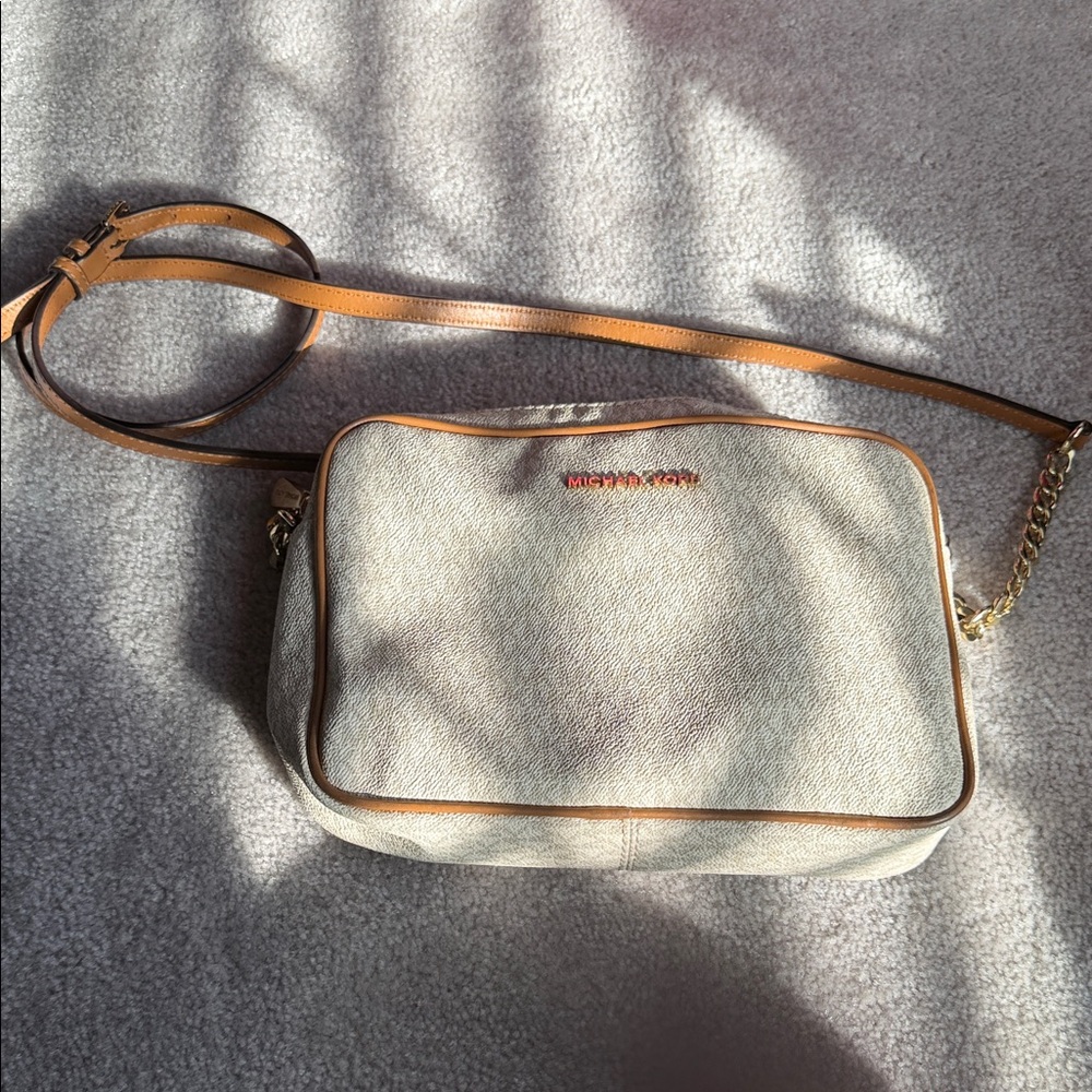 Michael Kors Beige and Tan Crossbody Bag